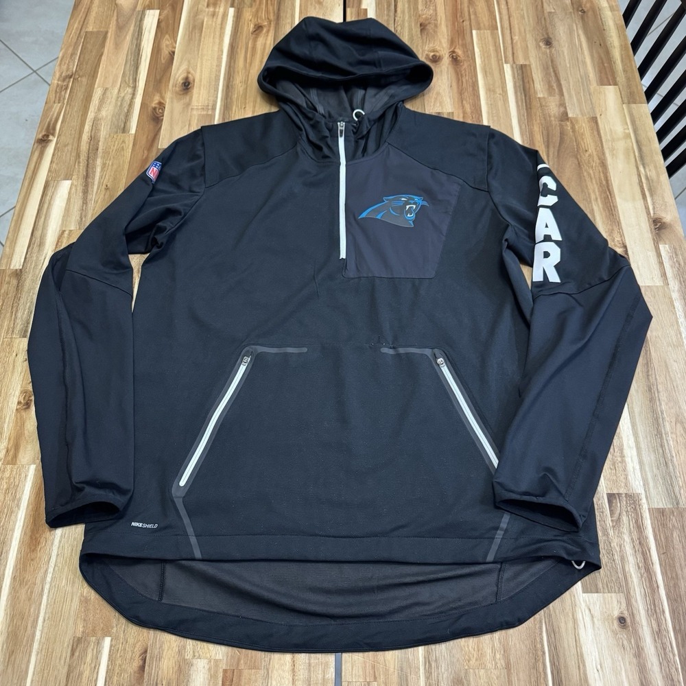 Carolina Panthers Jacket Mens L Black Nike Vapor Speed Fly Rush 1/2 Zip NFL